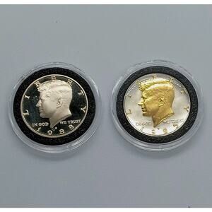 Gold & Silver Plated 1985 Kennedy & 1 Cameo Proof 1988 Kennedy